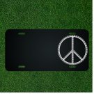 Custom Personalized License Plate With Add Names To White Peace Symbol Design