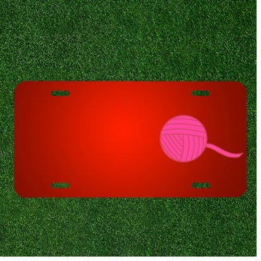 Custom Personalized License Plate With Add Names To Pink Woolen Threads Balls