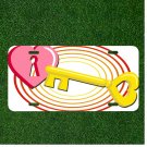 Custom Personalized License Plate Auto Tag With Key To Pink Heart Lock NEW