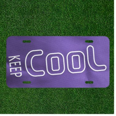 Custom Personalized License Plate Auto Tag With Keep Cool In Purple