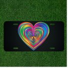 Custom Personalized License Plate Auto Tag With Colorful Rainbow Heart Design