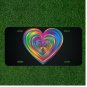 Custom Personalized License Plate Auto Tag With Colorful Rainbow Heart Design