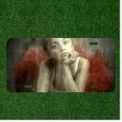 Custom Personalized License Plate Auto Tag With Little Girl Thinking Design