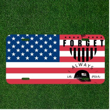 Custom Personalized License Plate Auto Tag With Forget Always American Flag