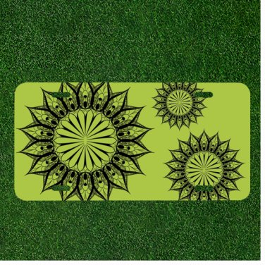 Custom Personalized License Plate Auto Tag With Sunflower Like Green Design