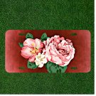 Custom Personalized License Plate Auto Tag With Fancy Pink Flowers Design