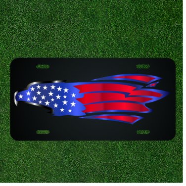 Custom Personalized License Plate Auto Tag With Gorgeous American Flag Bird