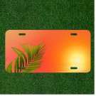 Custom Personalized License Plate Auto Tag With Green Bush And Sunset