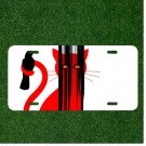 Custom Personalized License Plate Auto Tag With Red Cat Wrapping Bird Design