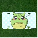 Custom Personalized License Plate Auto Tag With Green Owl Saying Hi Design