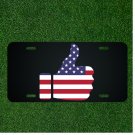 Custom Personalized License Plate Auto Tag With Thumbs Up American Flag Design