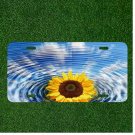 Custom Personalized License Plate Auto Tag With Sunflower In Water Pond Design