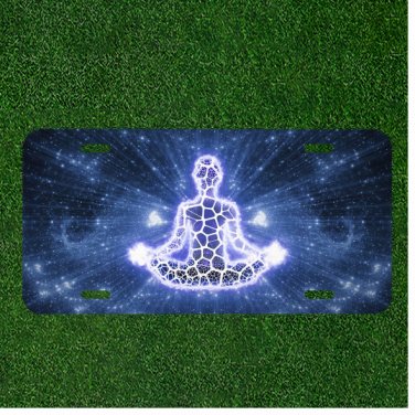 Custom Personalized License Plate Auto Tag With Glowing Meditation Space Design