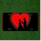 Custom Personalized License Plate Auto Tag With Red Heart And Guy Giving Flowers
