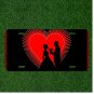 Custom Personalized License Plate Auto Tag With Red Heart And Guy Giving Flowers