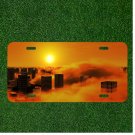 Custom Personalized License Plate Auto Tag With Stunning Cloudy Sunset City life