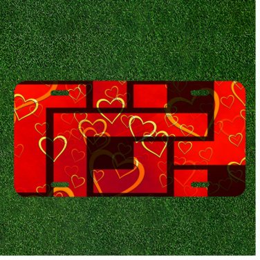Custom Personalized License Plate Tag With Stunning Creative Red Heart Puzzle