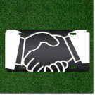 Custom Personalized License Plate Auto Tag With Hands Shaking Cartoon Design