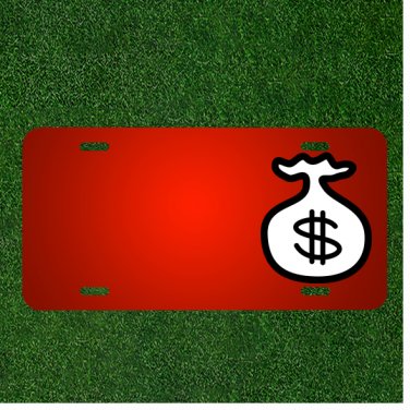 Custom Personalized License Plate With Add Names To Money Bag Sack