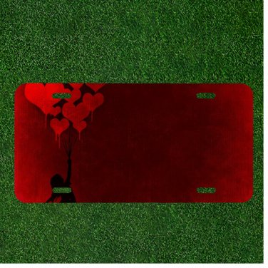 Custom Personalized License Plate Auto Tag With Lady With Red Hearts Add Names