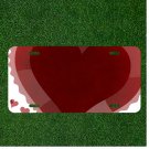 Custom Personalized License Plate Tag With Dark Red Heart And Pink Add Names