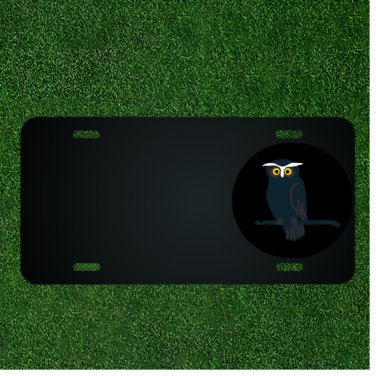 Custom Personalized License Plate With Add Names To Owl Dark Black Grey Bird