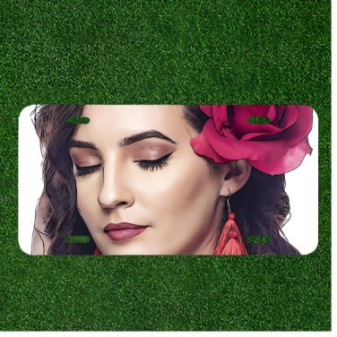 Custom Personalized License Plate Auto Tag With Cartoon Drink With Tomatoes ArtC