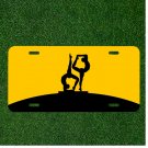 Custom Personalized License Plate Auto Tag With Ballet Women In Yellow And Black