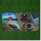Custom Personalized License Plate Tag With Zipper View Of Tiki Hut And Table