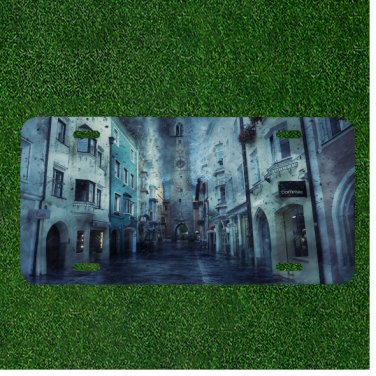 Custom Personalized License Plate Auto Tag With Dark Gloomy Building View Art