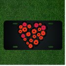 Custom Personalized License Plate Auto Tag With Pink And Orange Flowers Heart