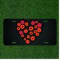 Custom Personalized License Plate Auto Tag With Pink And Orange Flowers Heart