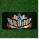 Custom Personalized License Plate Auto Tag With Stunning Silver And Gold Flower