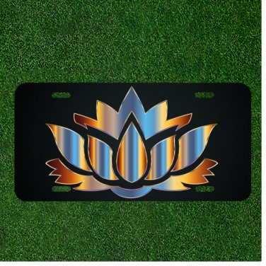 Custom Personalized License Plate Auto Tag With Stunning Silver And Gold Flower