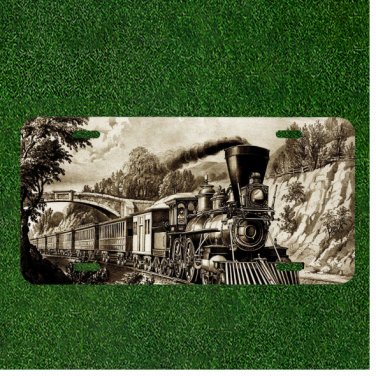 Custom Personalized License Plate Auto Tag With Fancy Train Design Art NEW