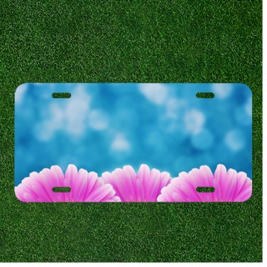 Creative License Plate Auto Tag With Pink Flower Type Design Add Names