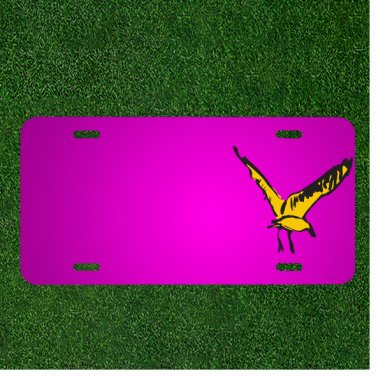 Custom Personalized Car License Plate With Add Names To Bird Flying Yellow