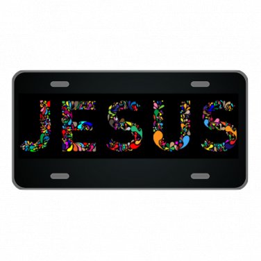 Custom Novelty License Plate Tag Car Design With Colorful Jesus Lettering
