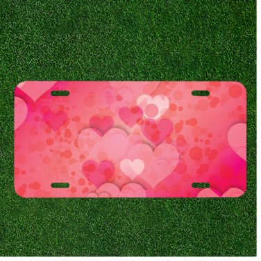 Custom Personalized License Plate Car Tag With Banner Hearts Postcard