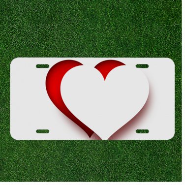 Custom Personalized License Plate Car Tag With White Heart Over Red Heart NEW