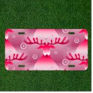 Custom Personalized License Plate Auto Tag With Pink Deer Antler Design Art NEW