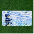 Custom Personalized License Plate Auto Tag With Cool Water Snow Man Design