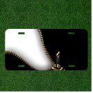 Custom Personalized License Plate Auto Tag With Cool Black And White Zipper