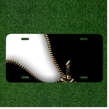 Custom Personalized License Plate Auto Tag With Cool Black And White Zipper