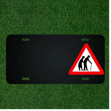 Custom Personalized License Plate With Add Names To Sign Old People Crossing