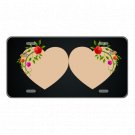 Custom Personalized License Plate Car Tag With Beige Hearts And Roses Add Names