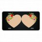 Custom Personalized License Plate Car Tag With Beige Hearts And Roses Add Names