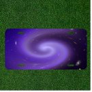 Custom Personalized License Plate Auto Tag With Purple Space Swirl Design