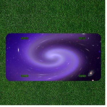 Custom Personalized License Plate Auto Tag With Purple Space Swirl Design