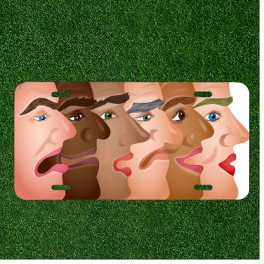 Custom Personalized License Plate Auto Tag With Multiple Cartoon People Design